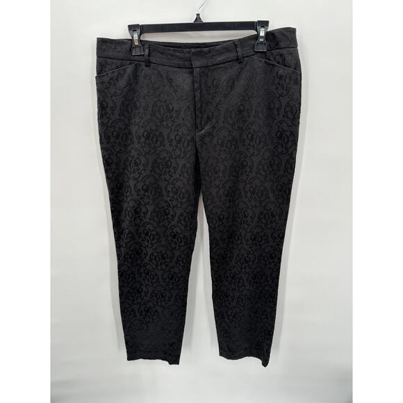 Coldwater Creek Natural Fit Black Jacquard Straight Leg Pants // 12 - Picture 1 of 9